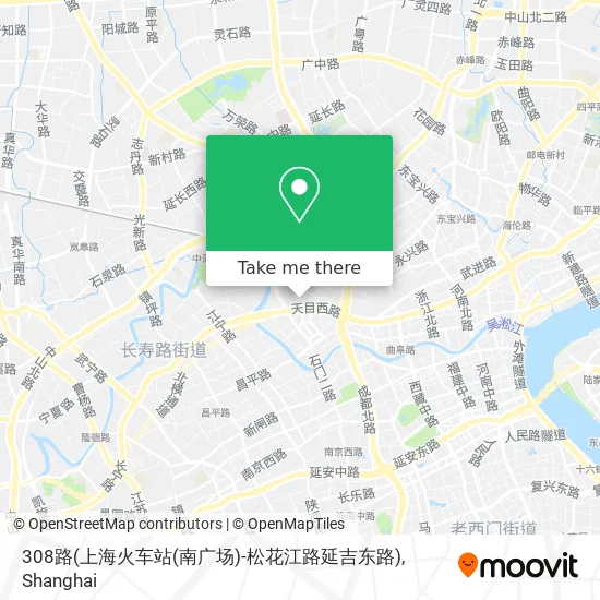 308路(上海火车站(南广场)-松花江路延吉东路) map