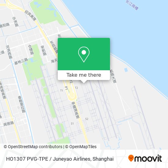 HO1307 PVG-TPE / Juneyao Airlines map