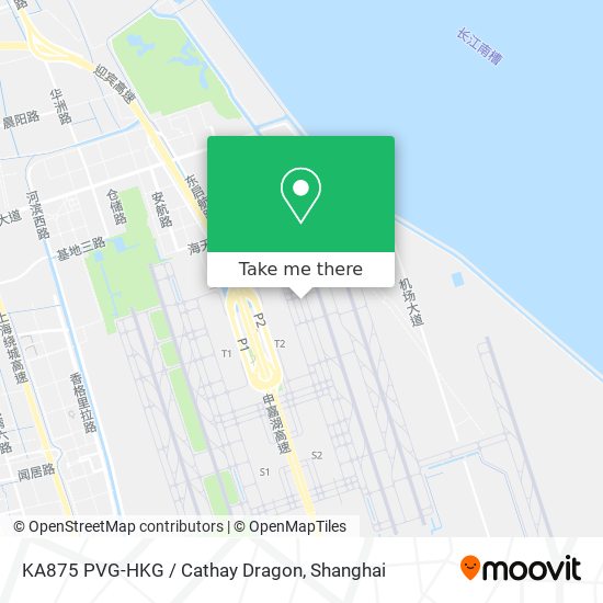 KA875 PVG-HKG / Cathay Dragon map