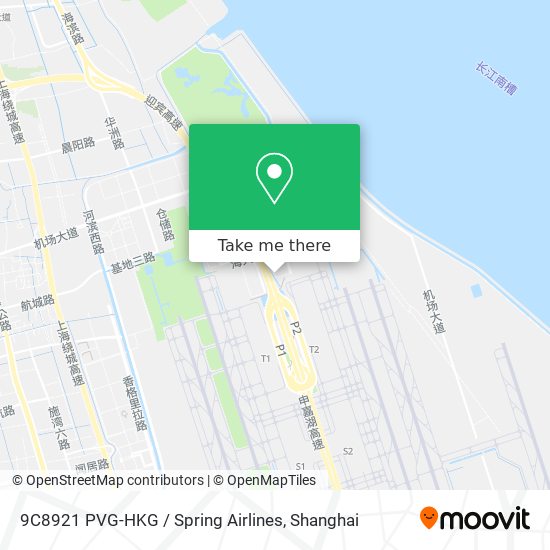 9C8921 PVG-HKG / Spring Airlines map