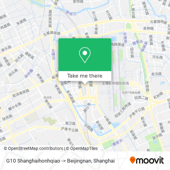 G10 Shanghaihonhqiao -> Beijingnan map