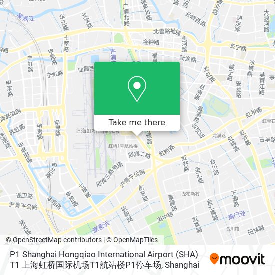 P1 Shanghai Hongqiao International Airport (SHA) T1 上海虹桥国际机场T1航站楼P1停车场 map