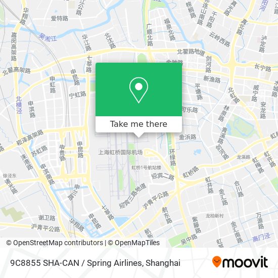 9C8855 SHA-CAN / Spring Airlines map