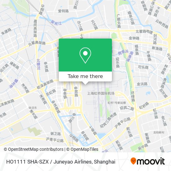 HO1111 SHA-SZX / Juneyao Airlines map