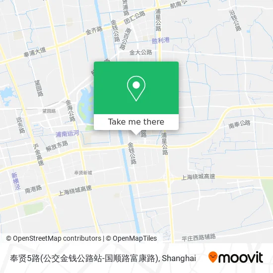 奉贤5路(公交金钱公路站-国顺路富康路) map