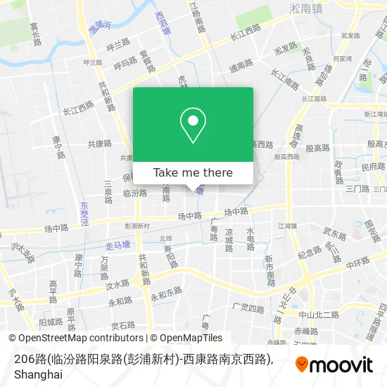 206路(临汾路阳泉路(彭浦新村)-西康路南京西路) map