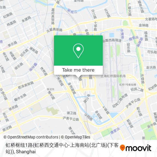 虹桥枢纽1路(虹桥西交通中心-上海南站(北广场)(下客站)) map
