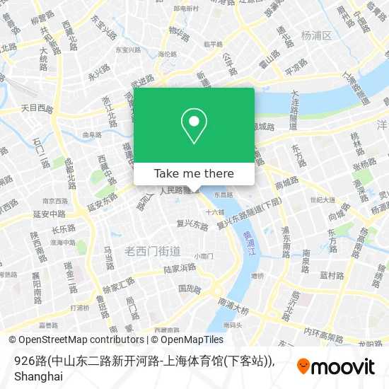 926路(中山东二路新开河路-上海体育馆(下客站)) map