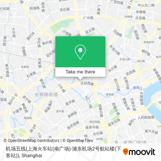 机场五线(上海火车站(南广场)-浦东机场2号航站楼(下客站)) map