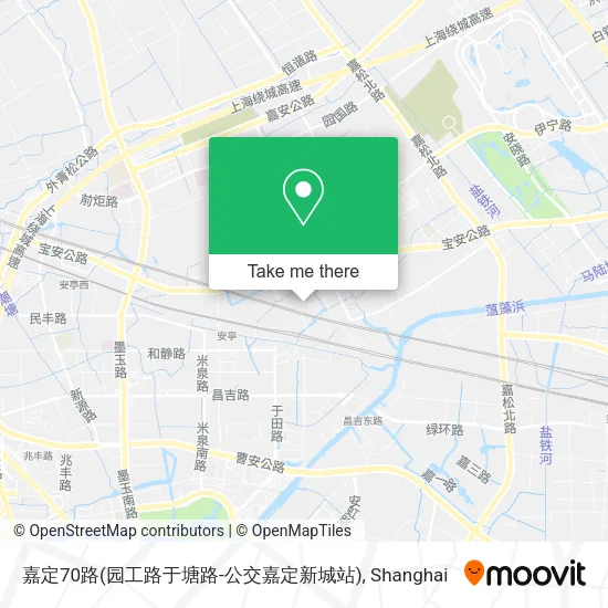 嘉定70路(园工路于塘路-公交嘉定新城站) map