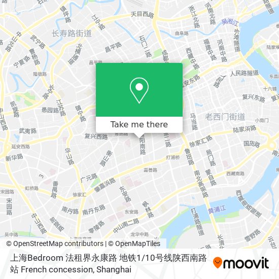 上海Bedroom 法租界永康路 地铁1 / 10号线陕西南路站 French concession map