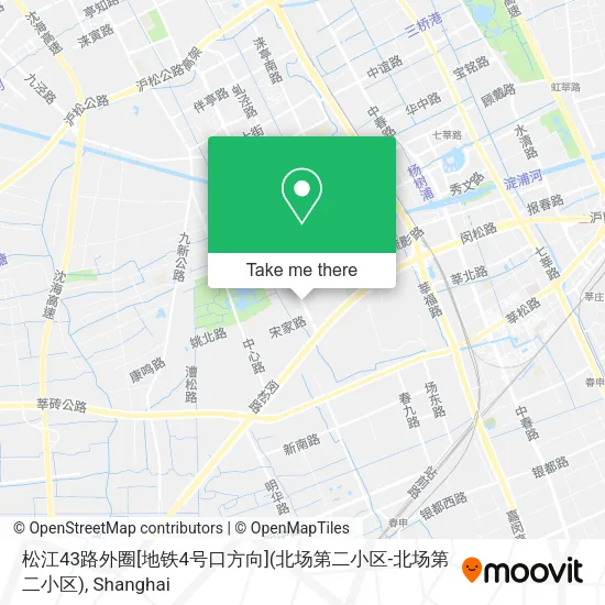 松江43路外圈[地铁4号口方向](北场第二小区-北场第二小区) map