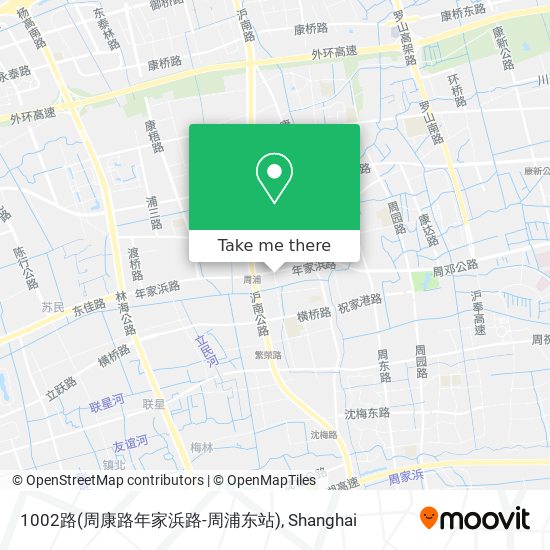 1002路(周康路年家浜路-周浦东站) map