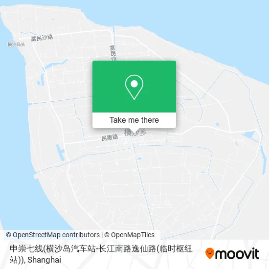 申崇七线(横沙岛汽车站-长江南路逸仙路(临时枢纽站)) map