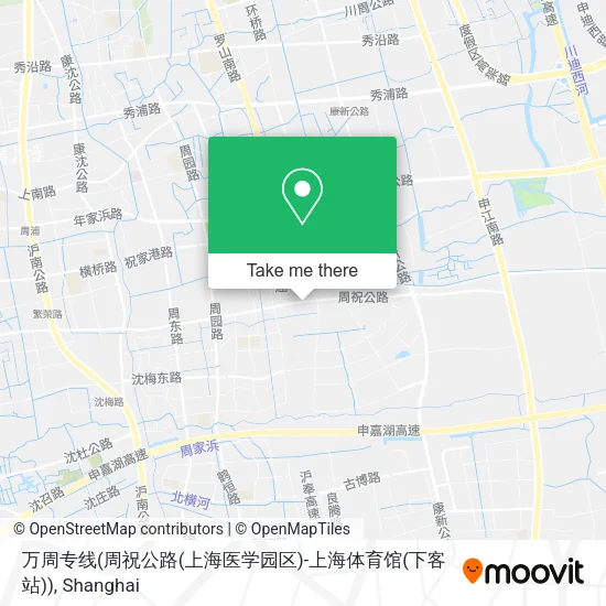 万周专线(周祝公路(上海医学园区)-上海体育馆(下客站)) map