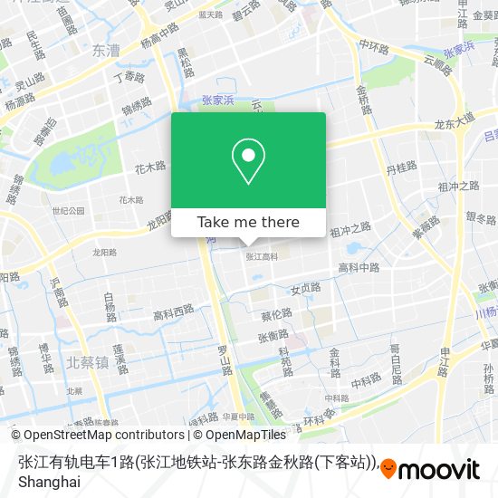 张江有轨电车1路(张江地铁站-张东路金秋路(下客站)) map