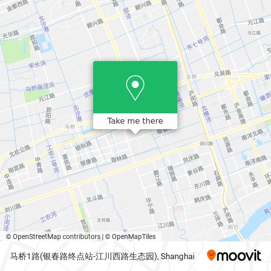 马桥1路(银春路终点站-江川西路生态园) map