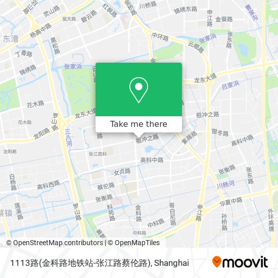 1113路(金科路地铁站-张江路蔡伦路) map