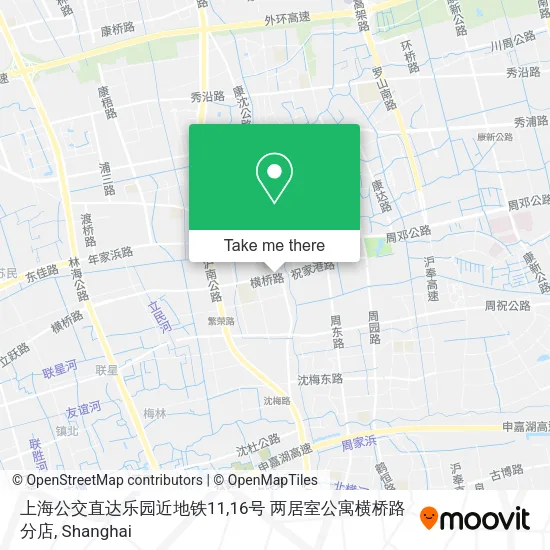 上海公交直达乐园近地铁11,16号 两居室公寓横桥路分店 map