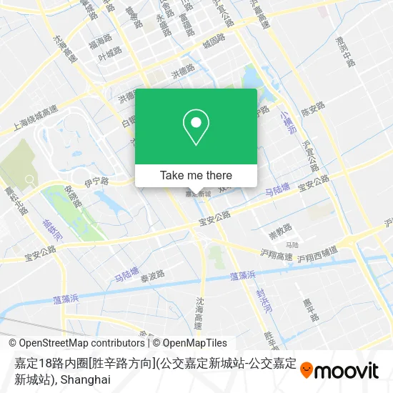 嘉定18路内圈[胜辛路方向](公交嘉定新城站-公交嘉定新城站) map