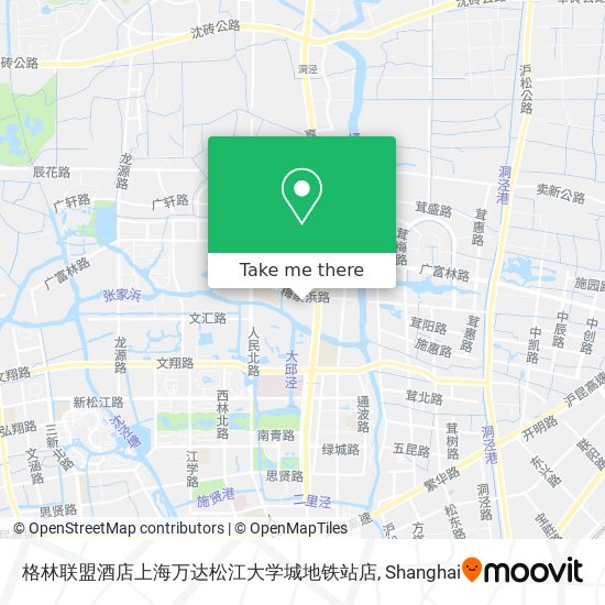 格林联盟酒店上海万达松江大学城地铁站店 map