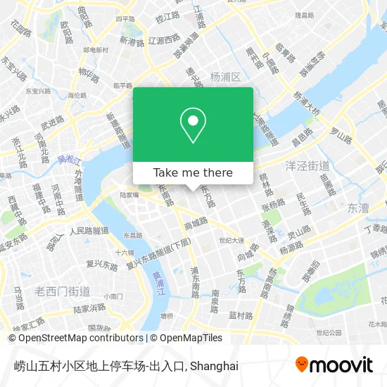 崂山五村小区地上停车场-出入口 map