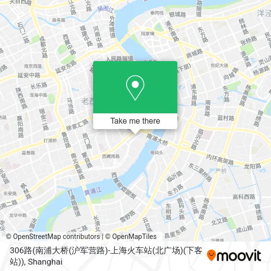 306路(南浦大桥(沪军营路)-上海火车站(北广场)(下客站)) map
