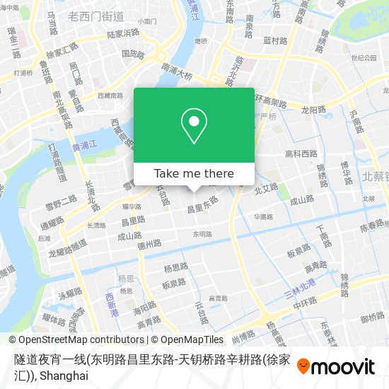 隧道夜宵一线(东明路昌里东路-天钥桥路辛耕路(徐家汇)) map