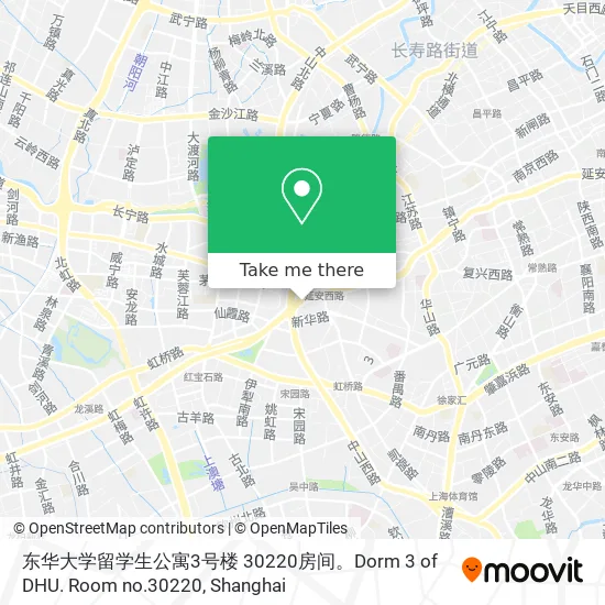 东华大学留学生公寓3号楼 30220房间。Dorm 3 of DHU. Room no.30220 map