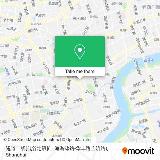 隧道二线[低谷定班](上海游泳馆-华丰路临沂路) map