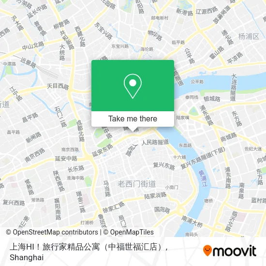 上海HI！旅行家精品公寓（中福世福汇店） map