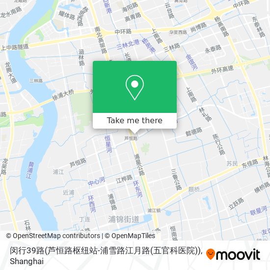 闵行39路(芦恒路枢纽站-浦雪路江月路(五官科医院)) map