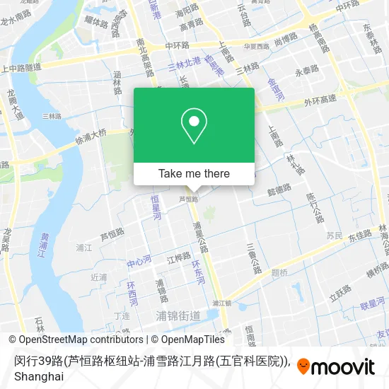 闵行39路(芦恒路枢纽站-浦雪路江月路(五官科医院)) map