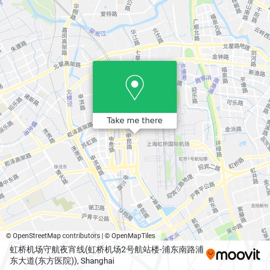 虹桥机场守航夜宵线(虹桥机场2号航站楼-浦东南路浦东大道(东方医院)) map