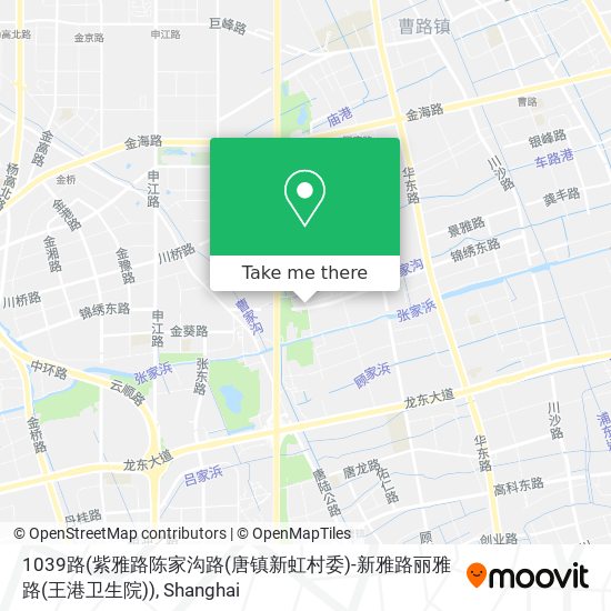 1039路(紫雅路陈家沟路(唐镇新虹村委)-新雅路丽雅路(王港卫生院)) map