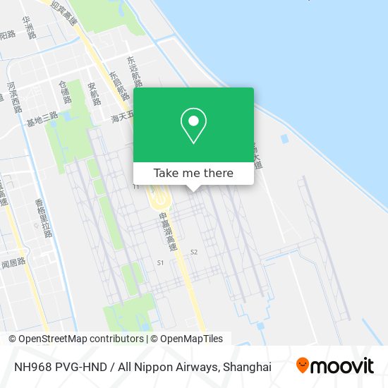 NH968 PVG-HND / All Nippon Airways map