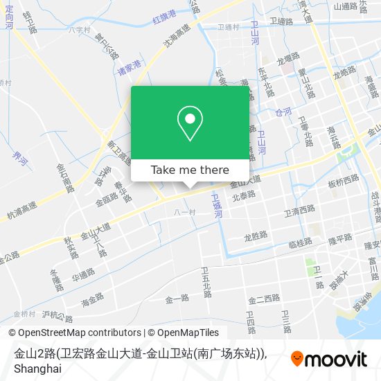 金山2路(卫宏路金山大道-金山卫站(南广场东站)) map