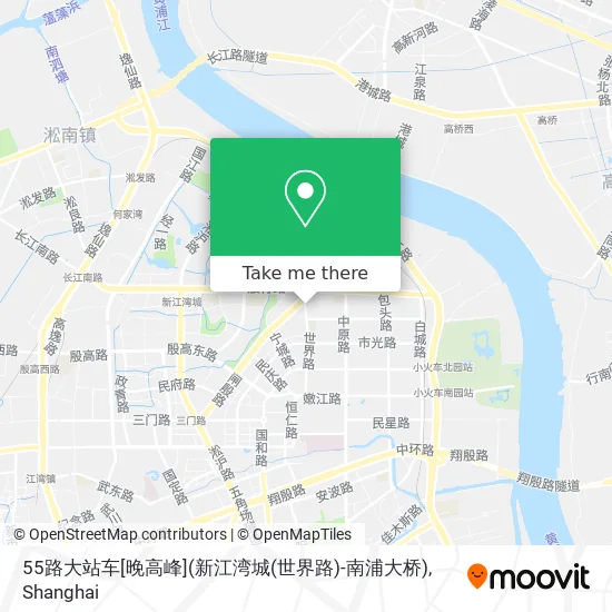 55路大站车[晚高峰](新江湾城(世界路)-南浦大桥) map