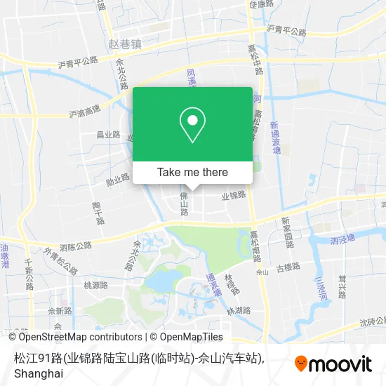 松江91路(业锦路陆宝山路(临时站)-佘山汽车站) map