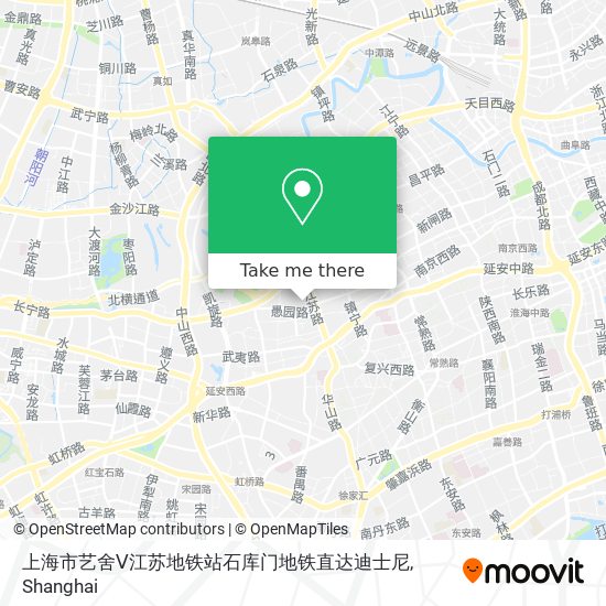 上海市艺舍Ⅴ江苏地铁站石库门地铁直达迪士尼 map