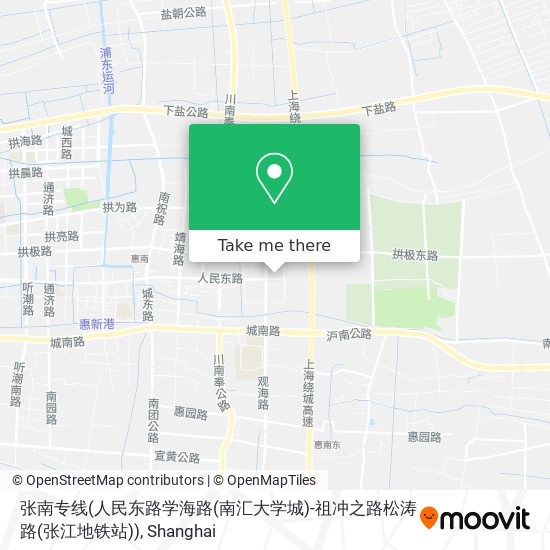 张南专线(人民东路学海路(南汇大学城)-祖冲之路松涛路(张江地铁站)) map