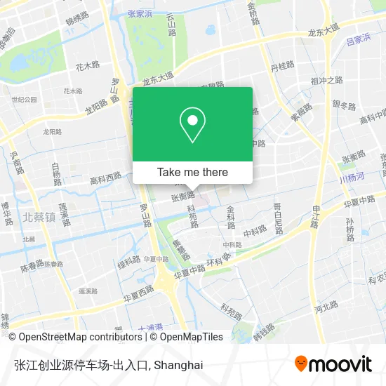 张江创业源停车场-出入口 map