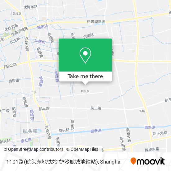 1101路(航头东地铁站-鹤沙航城地铁站) map