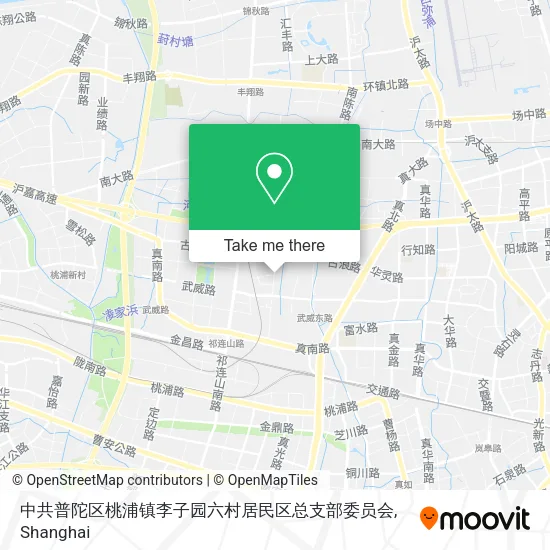 中共普陀区桃浦镇李子园六村居民区总支部委员会 map