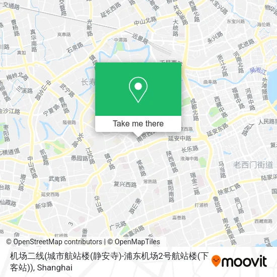机场二线(城市航站楼(静安寺)-浦东机场2号航站楼(下客站)) map
