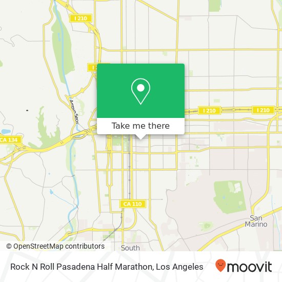 Mapa de Rock N Roll Pasadena Half Marathon