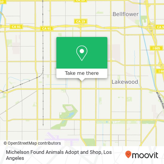 Michelson Found Animals Adopt and Shop map