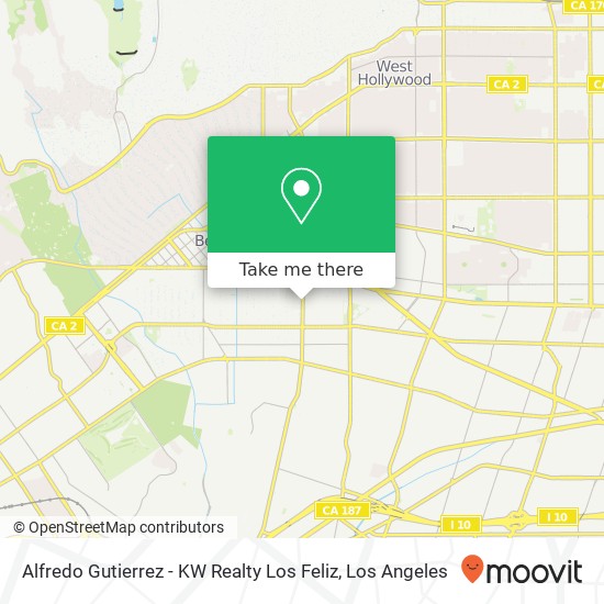 Mapa de Alfredo Gutierrez - KW Realty Los Feliz