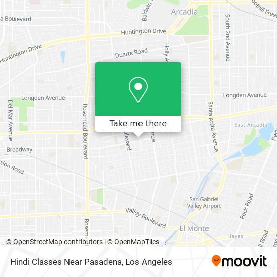 Hindi Classes Near Pasadena map