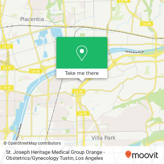 Mapa de St. Joseph Heritage Medical Group Orange - Obstetrics / Gynecology Tustin